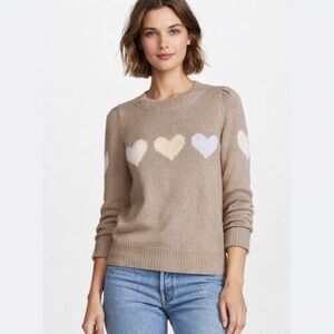 Wildfox Heart Knit Sweater pullover super soft alpaca wool blend beige rare